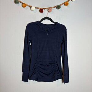 Athleta navy blue marled quarter zip long sleeve top